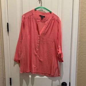 Tommy Bahama Coral V-Neck Blouse with Button Accents
